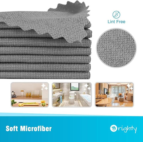 Orighty Grey Microfiber Cleaning Cloth, 50 Pack Highly Absorbent Cleaning Supplies, Lint Free Kitchen Towels Cleaning Rags, Microfiber Towels for Cars, House, Window, 12x12 inch