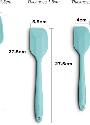 Silicone Spatula 3-piece Set, Ergonomic Handle High Heat-Resistant Spatulas, Non-stick Rubber Spatulas with Stainless Steel Core, Aqua Sky