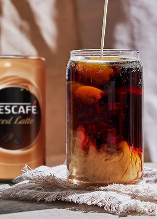 Le'raze Set of 6 Can Shaped Margarita Drinking Glasses Goblet - 16oz Clear Cups for Cocktails, Iced Coffee, Tea, Soda, Whiskey and Beer