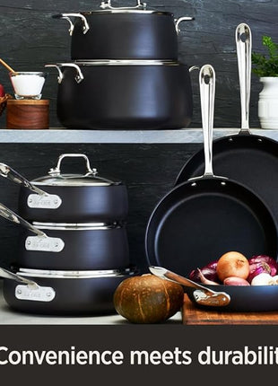 All-Clad HA1 Hard Anodized Nonstick Fry Pan 12 Inch Induction Oven Broiler Safe 500F, Lid Safe 350F Pots and Pans, Cookware Black