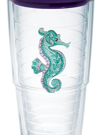 Purple Teal Seahorse 24 oz Tumbler with lid
