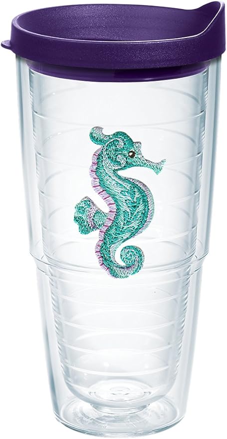 Purple Teal Seahorse 24 oz Tumbler with lid