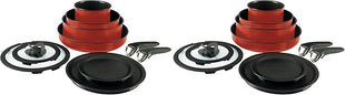 T-fal Ingenio Nonstick Cookware Set, Induction, Oven Broiler Safe 500F, Cookware, Pots and Pans, RV, Camping, Oven, Broil, Dishwasher Safe, Detachable Handle, Red (Pack of 20)