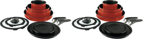 T-fal Ingenio Nonstick Cookware Set, Induction, Oven Broiler Safe 500F, Cookware, Pots and Pans, RV, Camping, Oven, Broil, Dishwasher Safe, Detachable Handle, Red (Pack of 20)