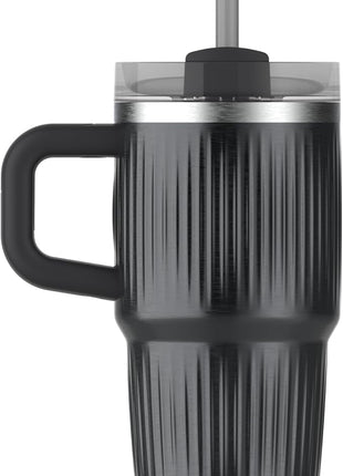 STANLEY Quencher H2.0 Tumbler with Handle and Straw 20 oz | Flowstate 3-Position Lid | Cup Holder Compatible for Travel | Insulated Stainless Steel Cup | BPA-Free | Fluted Black