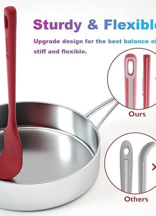 4 Pieces Silicone Spatula Set, Food Grade Rubber Spatula, Upgrade Strong Handle with Ergonomic Grip, Heat Resistant for Nonstick Cookware, Cooking