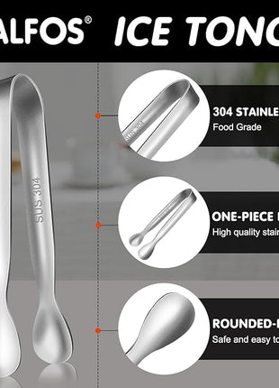 Walfos Mini Tongs for Serving Food, Small Stainless Steel Kitchen Tongs for Appetizers, Sugar, Desserts, Tea Party, Coffee Bar, Set of 12 (Silver)
