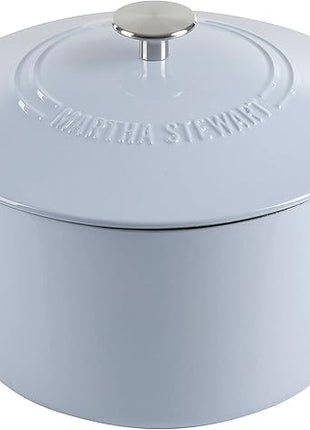 MARTHA STEWART Gatwick 7 QT Enamel Cast Iron Dutch Oven Pot With Lid, Lavender Purple