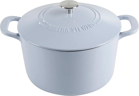 MARTHA STEWART Gatwick 7 QT Enamel Cast Iron Dutch Oven Pot With Lid, Lavender Purple
