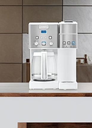 Cuisinart SS-15W Maker Coffee Center 12-Cup Coffeemaker and Single-Serve Brewer, White Stainless Steel