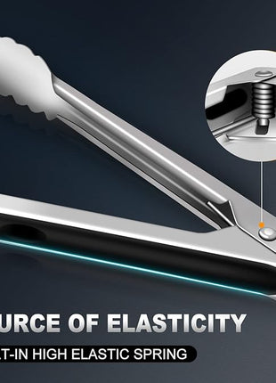 Grill Tongs, 17 Inch Extra Long BBQ Tongs, Heat Resistant 600 Degrees Stainless Steel tongs, Kitchen Metal Locking Tongs for Cooking, Grilling, Outdoor Barbecue