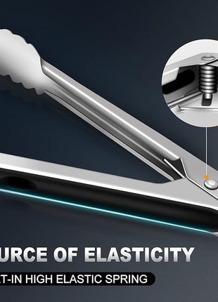 Kitchen Tongs - 9 inch Heavy Duty Food Tongs, Ergonomic Grip Superior Stainless Steel and Non-Slip Heat Resistant handle - Perfect for Cooking, Salad, Grilling, Barbecue,Dishwasher safe