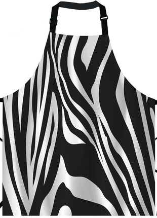 EKOBLA Zebra Stripes Aprons Black And White Zebra Print Animal Pattern Skin Abstract Art Waterproof Resistant Chef Cooking Kitchen BBQ Adjustable Aprons for Women Men 27x31 Inch