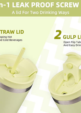 BJPKPK 26oz Insulated Tumbler With lid And Straw Stainless Steel Tumblers Travel Coffee Mug Reusable Thermal Cup,Macaron Green