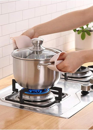 Oven Glove Thicken Silicone Pot Holder Mini Oven Mitt Heat Resistant Pinch Covers for Air Fryer, Baking, Cooking, BBQ Grilling (Grey)