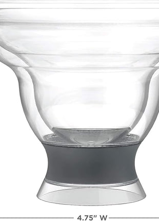 HOST FREEZE Margarita Cocktail Glasses, Frozen Cup Double Wall Insulated Daiquiri Plastic Tumblers Set Fun Tequila Drinking Cups Grey Set of 2