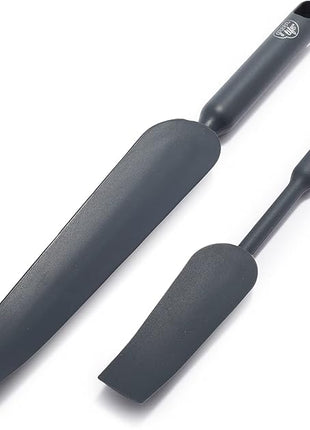 GreenLife Cooking Tools and Utensils, Easy Reach Silicone Spatula Set for Baking Mixing and Stirring, Heat and Stain Resistant, Dishwasher Safe, Grey