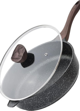 Kordisen Nonstick Deep Frying Pan with Lid, 11 Inch Non Stick Skillet, Saute Pan for Cooking, Healthy Induction Cookware, PFOA Free