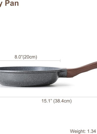 SENSARTE Nonstick Frying Pan Skillet, Swiss Granite Coating Omelette Pan, Healthy Stone Cookware Chef's Pan, PFOA Free (8/9.5/10/11/12.5 Inch) (8 Inch)