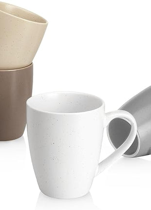Sweese Porcelain Mugs - 16 Ounce (Top to the Rim) for Coffee, Tea, Cocoa, Set of 4, Neutral Colors