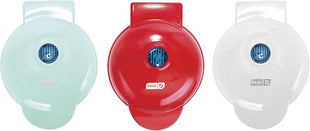 DASH Mini Waffle Maker + Grill + Griddle, 3 in 1 Pack - Red/Aqua/White