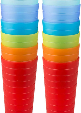 AOYITE Reusable Plastic Cups 22 oz - Unbreakable Hard Kids Cups - BPA Free Dishwasher Safe Drinking Cup set of 12 - Stackable Water Tumblers for Kitchen Camping Party Outdoor