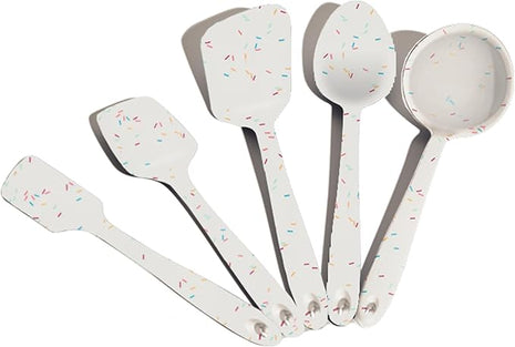 GIR: Get It Right 5 Piece Silicone Kitchen Utensils Set - Ladle, Spatula, Flip, Spoon & Spoonula - Non-Toxic Cooking Utensils for Nonstick Cookware, Cooking and Baking - Sprinkles