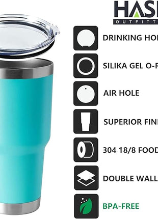 HASLE OUTFITTERS 30oz Stainless Steel Tumbler, Double Wall Vacuum Insulated Travel Mug Tumbler, Durable Insulated Coffee Mug, Gift Box Set (Green, 12)