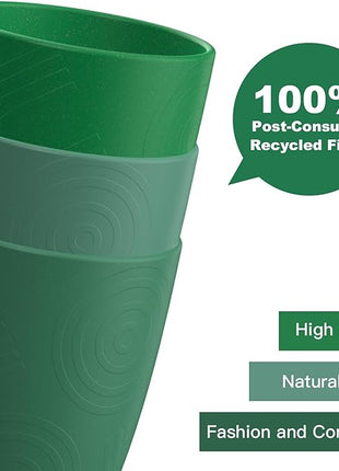 Homienly Wheat Straw Cups Plastic Cups Unbreakable Drinking Cup Reusable Dishwasher Safe Water Glasses (12 OZ Forest Series)