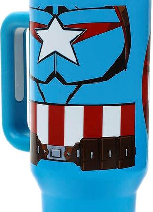 Bioworld Marvel Captain America Costume & Shield Blue 40 Oz Stainless Steel Tumbler