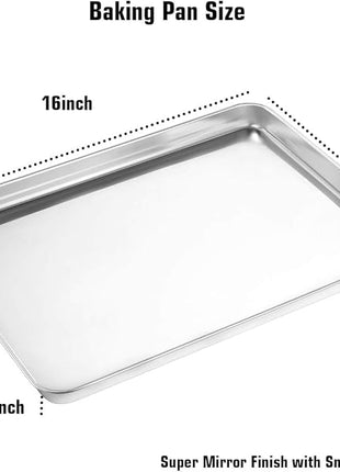 Wildone Baking Sheet with Silicone Mat Set, Stainless Steel Cookie Pan with Baking Mat, Size 16 x 12 x 1 Inch, Set of 4-2 Sheets + 2 Mats