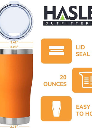 HASLE OUTFITTERS 20 oz Tumbler Bulk, Stainless Steel Tumblers with Lid, Vacuum Insulated Tumbler, Double Wall Powder Coated Cup, coffee mugs, Orange, 1 Pack