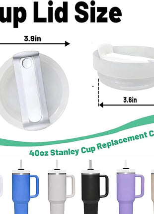 40 OZ Tumbler Lid Replacement Fit for Stanley Cup, 2 Pack Clear Replacement Lids Fit for Stanley Travel Tumbler, Spill Proof Tumbler Covers for Stanley Cup Accessories (Opaque - White)