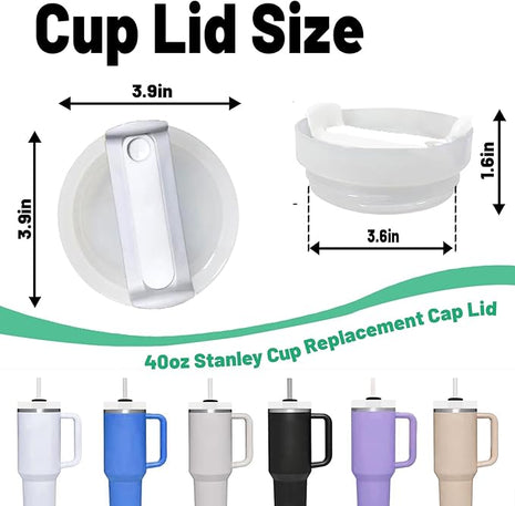 40 OZ Tumbler Lid Replacement Fit for Stanley Cup, 2 Pack Clear Replacement Lids Fit for Stanley Travel Tumbler, Spill Proof Tumbler Covers for Stanley Cup Accessories (Opaque - White)