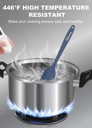 NileHome Silicone Spatula Set, 6 Packs Food Grade Kitchen Utensils with Silicone Brush Heat Resistant BPA-free Rubber Spatula for Scraping, Baking, Cooking, Mixing, Haze blue