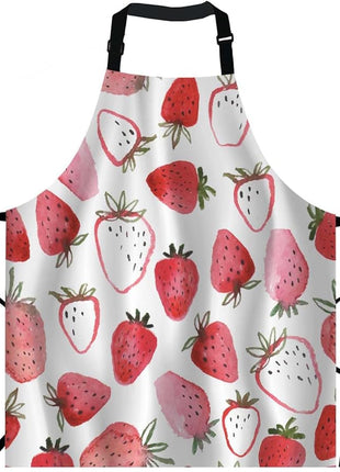 EKOBLA Strawberry Aprons Abstract Watercolor Hand Drawn Beautiful Fruit Fresh Sweet Spring Waterproof Resistant Chef Cooking Kitchen BBQ Adjustable Aprons for Women Men 27x31 Inch