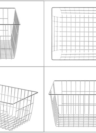 Freezer Wire Storage Baskets,Farmhouse Organizer Storage Bins Large Organizer Bins for Laundry Room, Closets, Garage, Office, Bathroom, Pantry Organization Storage Bins -Set of 2 (Chrome)