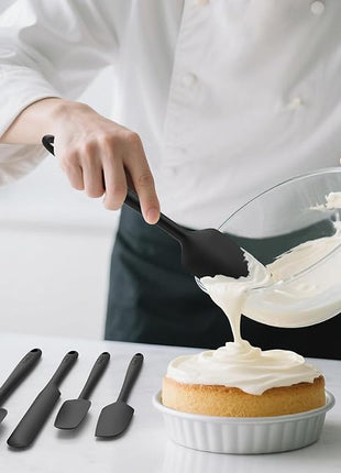 Coukre Silicone Spatula Set of 5,High Temperature Resistant, Food Grade Silicone, Dishwasher Safe, for Baking, Cooking (Pure Colorful B)