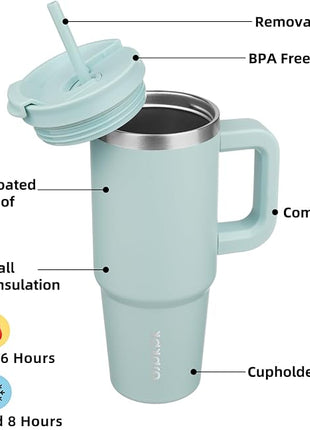 BJPKPK 30 oz Tumbler With Handle Insulated Tumblers With Lid And Straw Stainless Steel Thermal Cup,Blue Haze