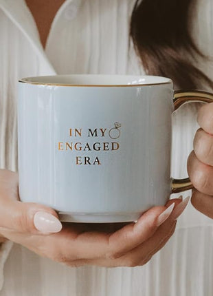 Sweet Water Decor In My Engaged Era Mug, 14oz Fine Bone China Cup for Tea & Coffee, Gold Handle & Rim, Engagement Gift for Fiancee & Bride-to-be, Bridal Shower Decoration and Gift for Future Wife
