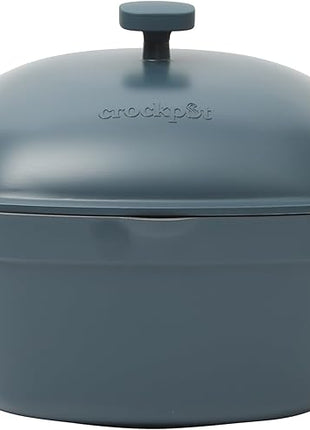 Crock-Pot Northvale Cast Aluminum Lightweight Durable 5.2 Quart Heavy Duty Dutch Oven Pot With Lid, Oven Safe, Dual Handles - Matte Blue