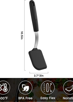 Silicone Spatula Turner, GEEKHOM Mini Silicone Cookie Spatula for Nonstick Cookware,600°F Heat Resistant Flexible Small Kitchen Turner, Cooking Utensils Non Scratch Flipper for Burger, Egg, Baking