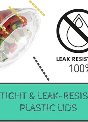 Smygoods Disposable Plastic Salad Bowls with Airtight Lids Ideal for Meal Prep, Takeout, Catering, Parties, Picnics, and Food Storage, Stackable, Leak-Proof