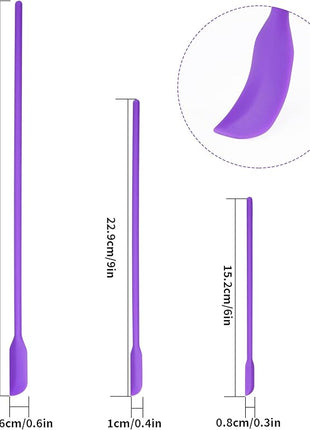 4pcs Mini Silicone Spatula Set, 3 Size Makeup Spatula Small Rubber Spatula for Thin Jar Skinny Openings Bottles, Tiny Scraper for Kitchen and Cosmetic, Multipurpose Scraping Mixing Tools (Purple)