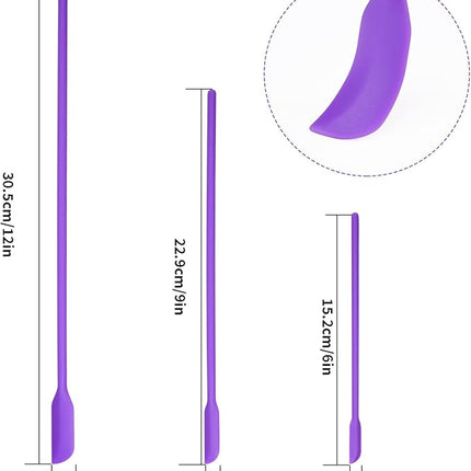 4pcs Mini Silicone Spatula Set, 3 Size Makeup Spatula Small Rubber Spatula for Thin Jar Skinny Openings Bottles, Tiny Scraper for Kitchen and Cosmetic, Multipurpose Scraping Mixing Tools (Purple)