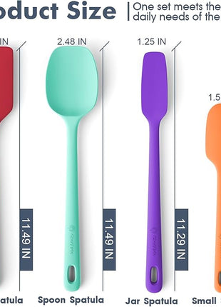 4 Pieces Silicone Spatula Set, Food Grade Rubber Spatula, Upgrade Strong Handle with Ergonomic Grip, Heat Resistant for Nonstick Cookware, Cooking