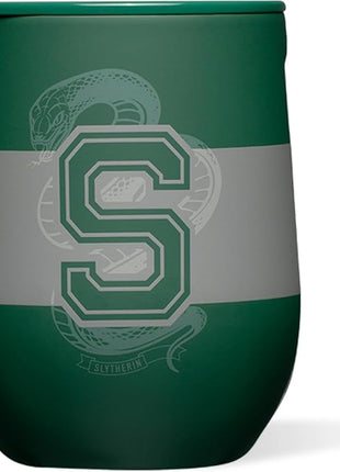 Corkcicle Stemless Insulated Wine Glass Tumbler - Keeps Beverages Cold 6 Hrs Hot 3 Hrs - Stainless Steel - Easy-Grip - Summer Drinkware Gift - Keeps Drinks Ice Cold - 12 oz - Slytherine