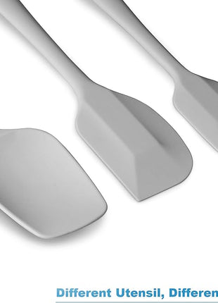 Silicone Spatula 3-piece Set, Ergonomic Handle High Heat-Resistant Spatulas, Non-stick Rubber Spatulas with Stainless Steel Core, Light Grey