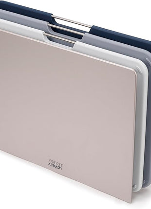 Joseph Joseph Nest Large 3-Piece Color coded Cutting Board Set with Storage Stand, Large - Grey