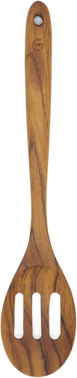 FAAY Premium Wooden Slotted Spoon, Handcraft from Teak | Healthy, Durable, High Moist and High Heat Resistance for Non Stick Cookware.
